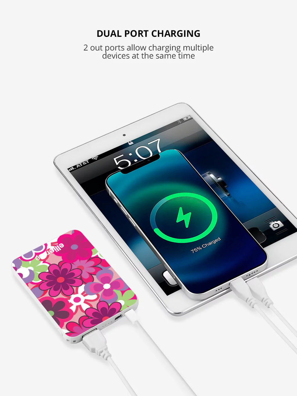 Groovy Floral Power Bank (USB-A + USB-C Ports)-4