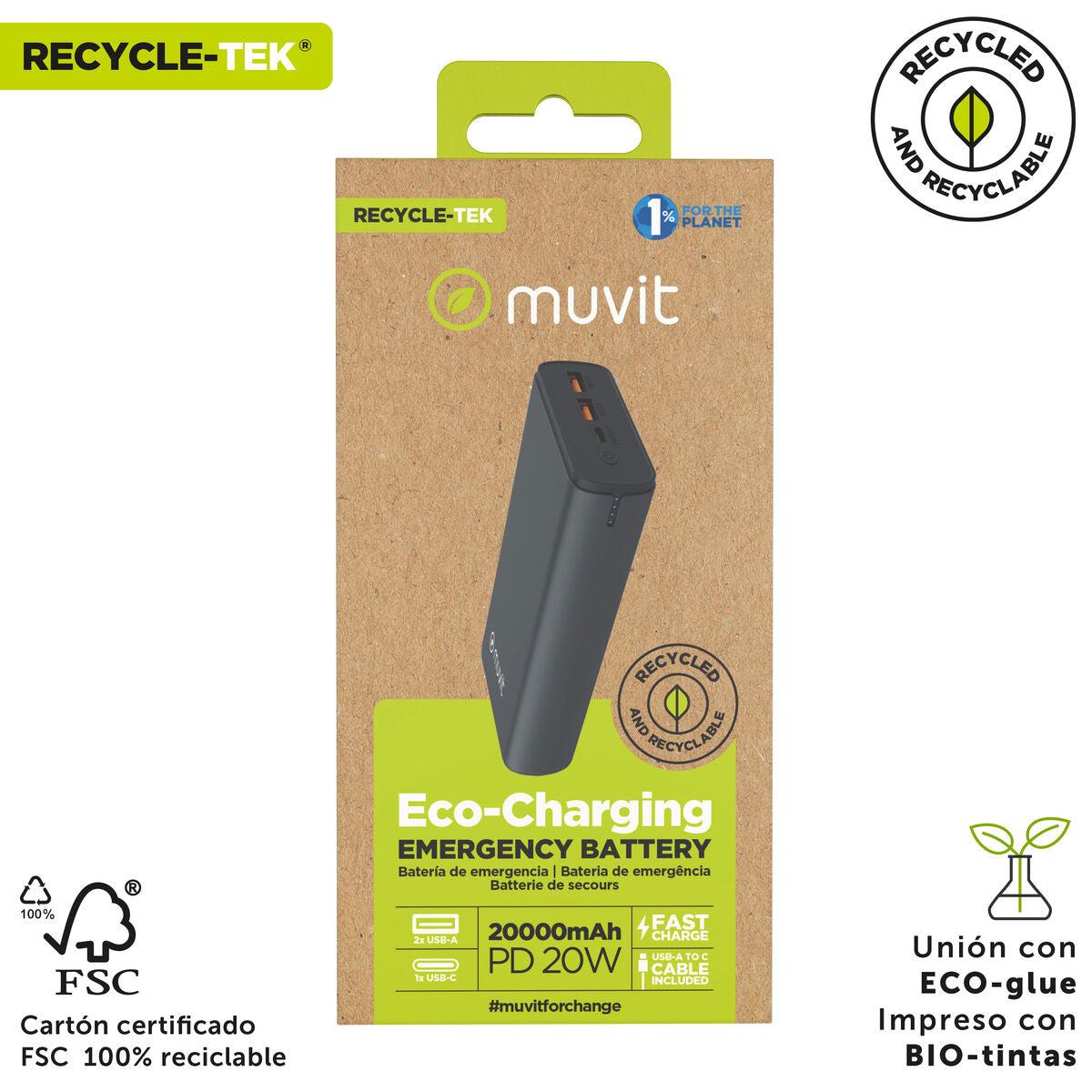 Powerbank Muvit for Change DP200G-R-PD Black 20 W-4