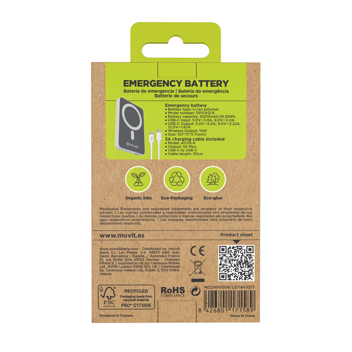 Powerbank Muvit for Change DP51AQ-R White 5000 mAh-1