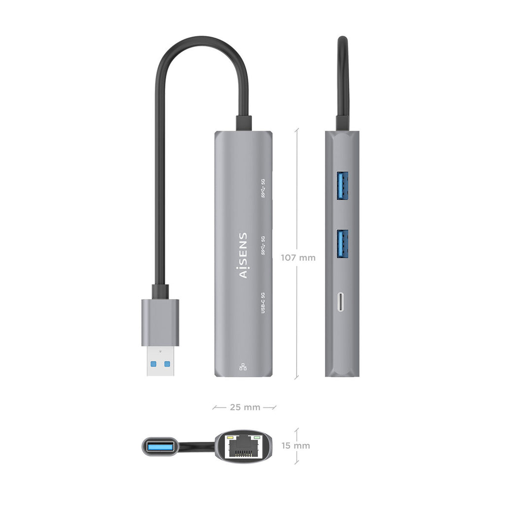 USB Hub Aisens ASUC-4P035-GR Grey-6