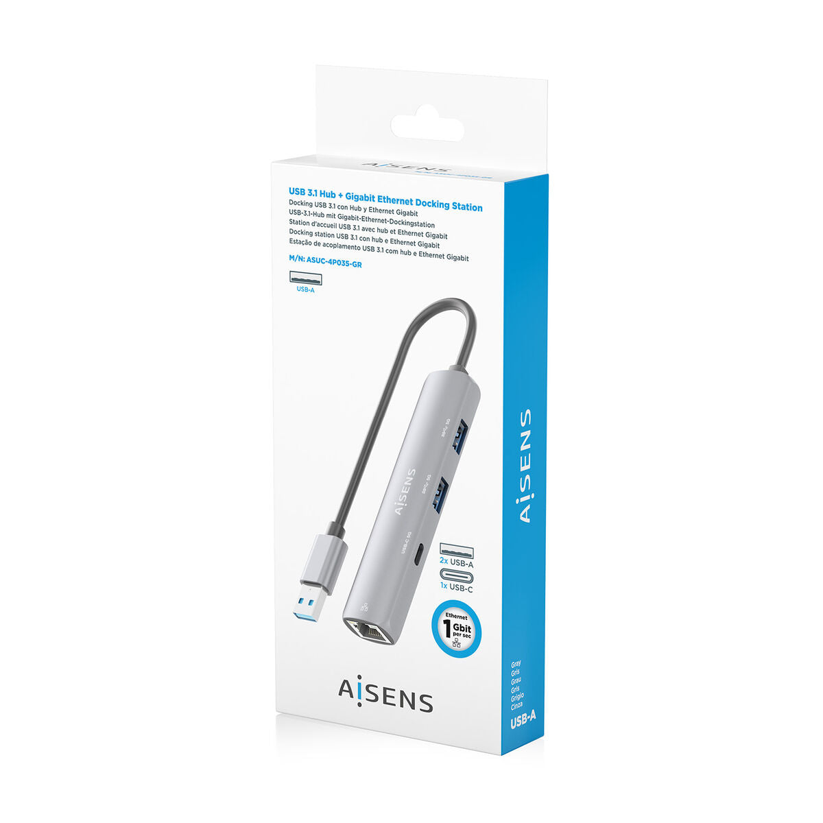 USB Hub Aisens ASUC-4P035-GR Grey-2