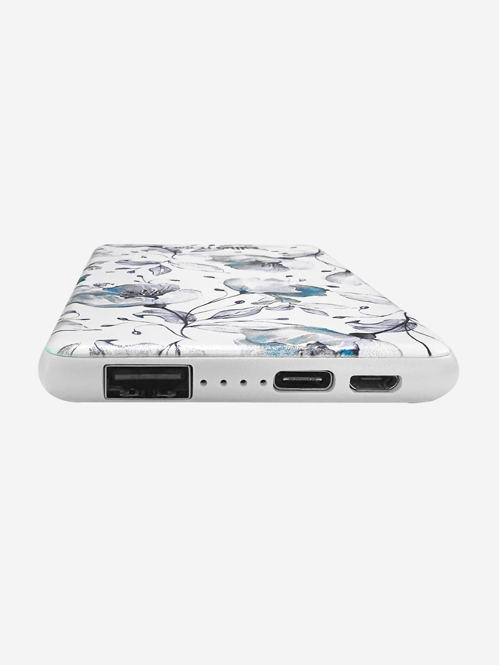 Blue Floral Power Bank 5000mah (USB-A + USB-C Ports)-2